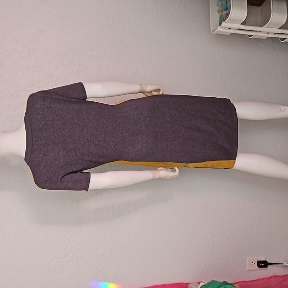 SABIE Chartreuse Gray Preppy Short Sleeve Sweater Bodycon Dress Medium - Picture 6 of 9